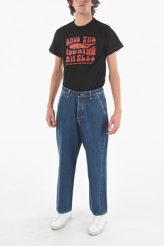 RED Mid-wash TWISTED Baggy Jeans with 4 Pockets 23cm