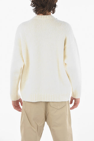 Alpaca Blend Crewneck Sweater Embelished With Chain And Beads