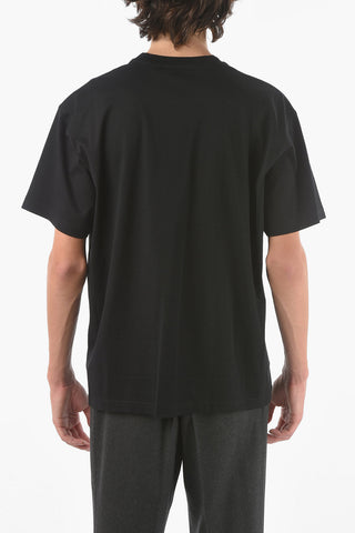 T-shirt girocollo con Logo in Lettering Ricamato