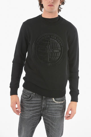 Felpa in Cotone Garzato con Stampa in Velour