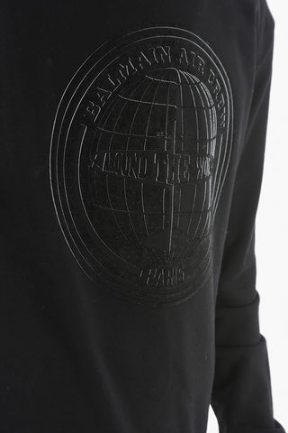 Felpa in Cotone Garzato con Stampa in Velour