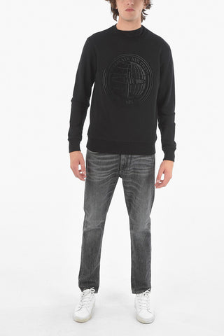 Felpa in Cotone Garzato con Stampa in Velour