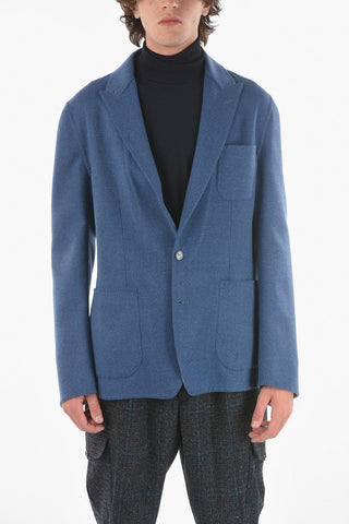 Blazer Sfoderato Sartoriale in Misto Lana Vergine con Revers a Lancia