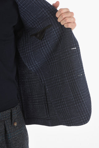 Houndstooth Virgin Wool Tailored Blazer embellished with Logo Embroidery