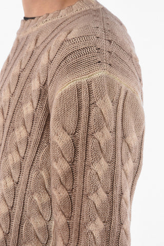 Crewneck Braided Wool Cashmere Blend Jumper
