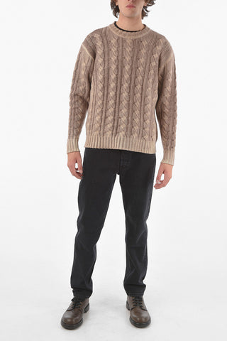 Crewneck Braided Wool Cashmere Blend Jumper