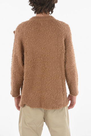 Embroidered Camel Blend Fuzzy Sweater