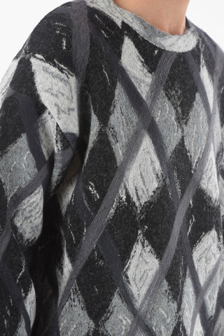 COUTURE! Maglia girocollo in Lana d'alpaca con Motivo Geometrico