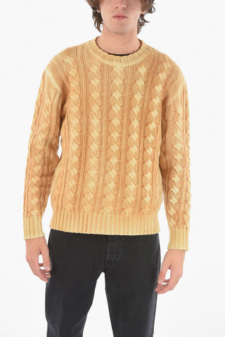 Crewneck Braided Wool Cashmere Blend Jumper