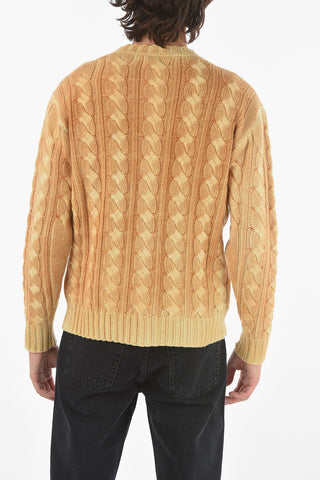 Crewneck Braided Wool Cashmere Blend Jumper