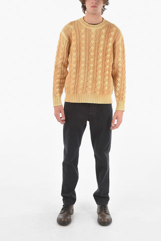 Crewneck Braided Wool Cashmere Blend Jumper