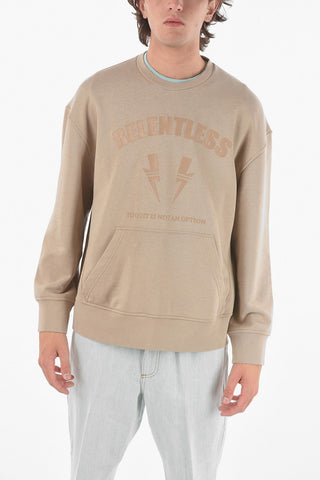 Printed RELENTLESS SPORT BOLTS Crew-neck Sweatshirt With Maxi Front Pockets