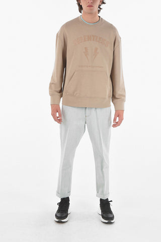 Printed RELENTLESS SPORT BOLTS Crew-neck Sweatshirt With Maxi Front Pockets