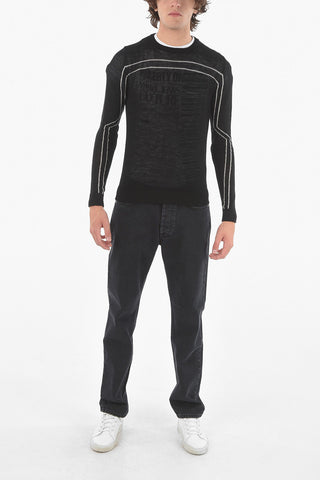 Printed Crewneck Wool Sweater