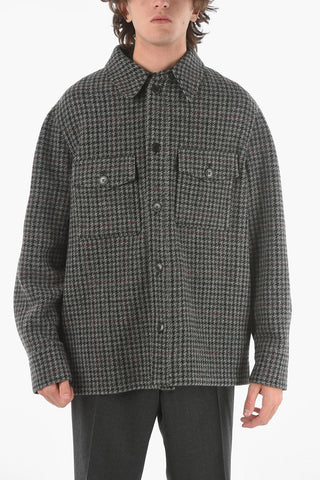 Houndstooth Virgin Wool Coat With Front Pockets