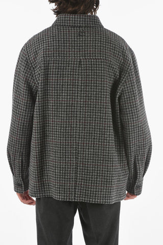 Houndstooth Virgin Wool Coat With Front Pockets
