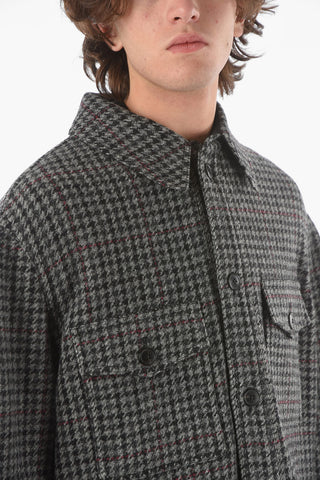 Houndstooth Virgin Wool Coat With Front Pockets