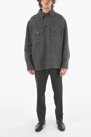 Houndstooth Virgin Wool Coat With Front Pockets