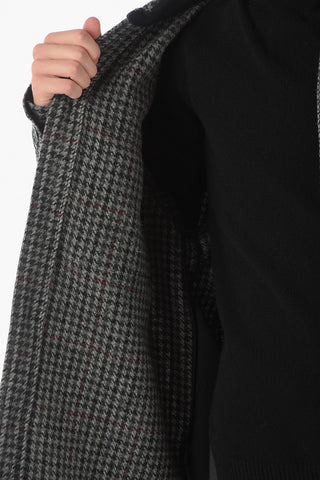Houndstooth Virgin Wool Coat With Front Pockets