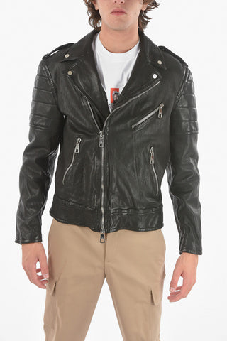 Giubbotto Biker in Pelle Skinny Fit