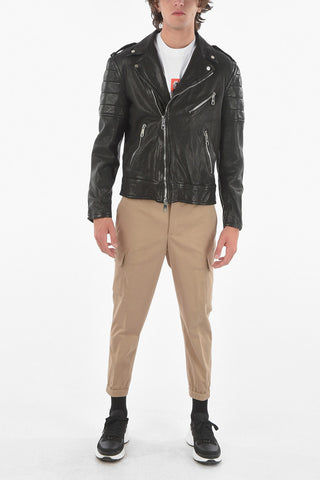 Giubbotto Biker in Pelle Skinny Fit