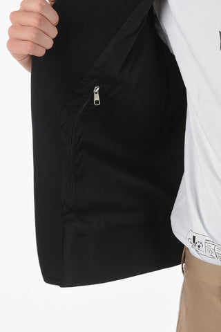 Leather Skinny Fit Biker Jacket with Fabric Sleeve