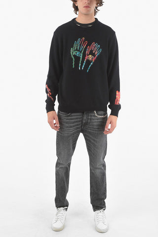 Printed Crewneck Merin Wool Blend Sweater