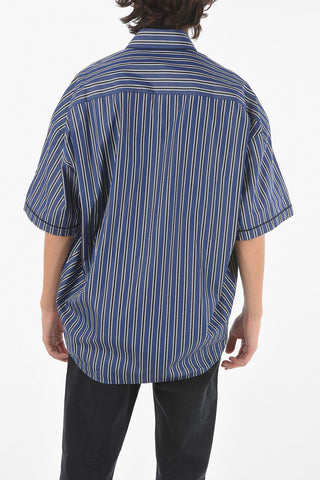 Camicia A Maniche Corte Rigata Relaxed Fit Con Taschino
