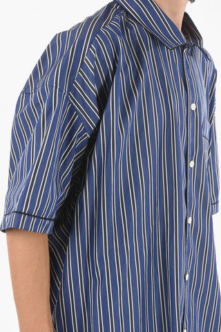 Camicia A Maniche Corte Rigata Relaxed Fit Con Taschino
