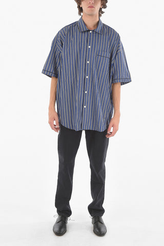 Camicia A Maniche Corte Rigata Relaxed Fit Con Taschino