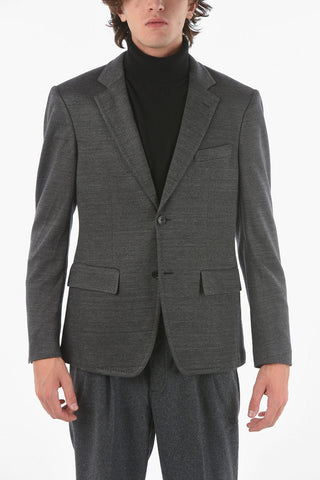 Blazer Sfoderato in Lana Vergine e Lino con Revers Classico