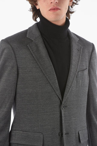 Blazer Sfoderato in Lana Vergine e Lino con Revers Classico