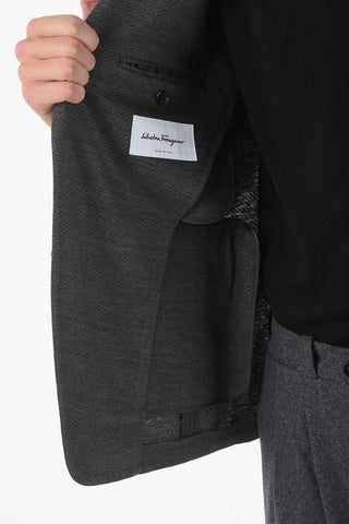 Blazer Sfoderato in Lana Vergine e Lino con Revers Classico