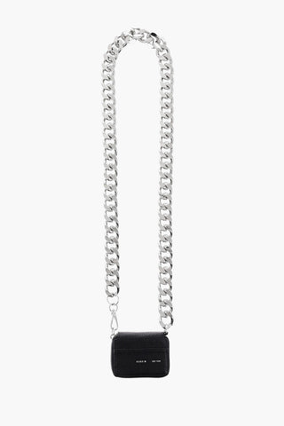 Textured Leather BIKE Crossbody Wallet with Maxi Chain