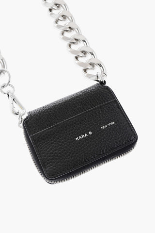 Textured Leather BIKE Crossbody Wallet with Maxi Chain