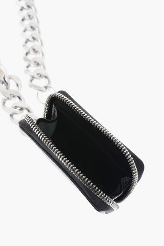 Textured Leather BIKE Crossbody Wallet with Maxi Chain