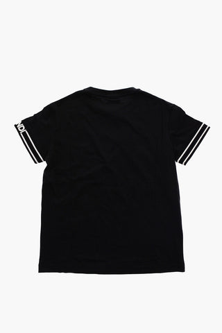 T-shirt Girocollo con Banda Logata sulla Manica