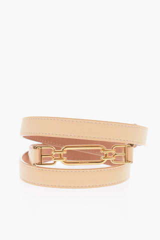 20mm Textured Leather VESTIGE Belt with Golden Logo