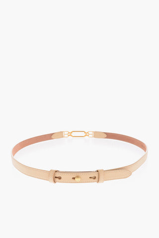 20mm Textured Leather VESTIGE Belt with Golden Logo