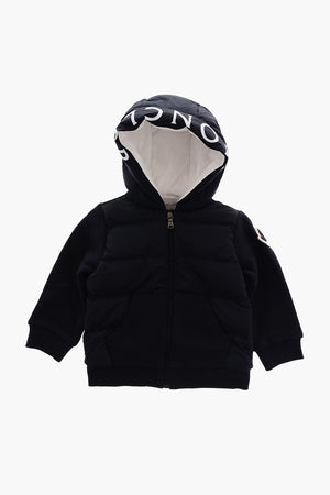 Knitted Details Down Jacket with Logo-Print on The Hood