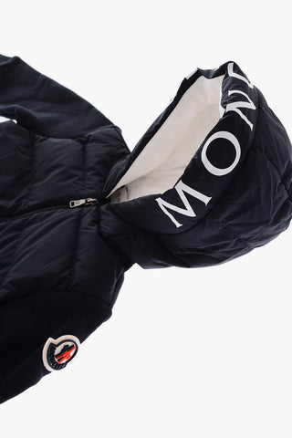 Knitted Details Down Jacket with Logo-Print on The Hood