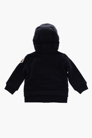 Knitted Details Down Jacket with Logo-Print on The Hood