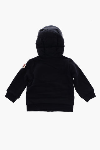 Knitted Details Down Jacket with Logo-Print on The Hood