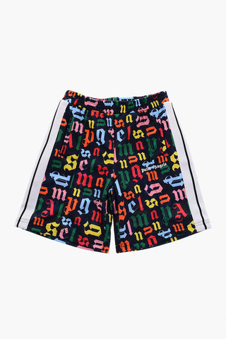 Shorts a 2 Tasche con Stampa Monogram all Over