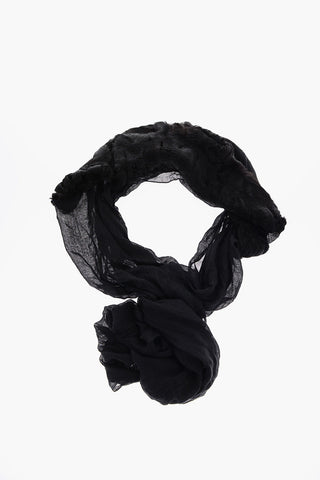 Cashmere Blend Scarf with Faux Fur Application