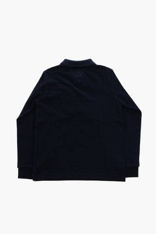 Long Sleeve 3-Buttons Polo Shirt with Embossed Logo