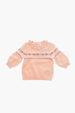 Ruffle Collar Crew-neck Sweater