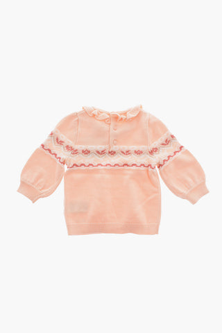 Ruffle Collar Crew-neck Sweater