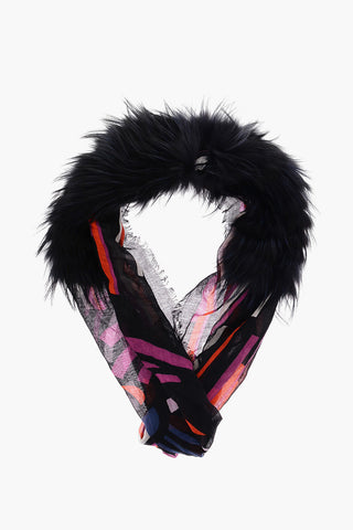 Sciarpa in Cashmere e Seta con Dettaglio in Vera Pelliccia