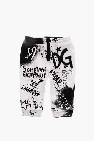 Joggers Effetto Painting in Cotone Garzato